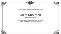Zomrel Jozef Schimek (80) — pohreb 16. októbra 2026 o 13:00